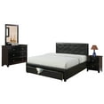 thumbnail image 6 of Modern Classic Black Full Size Bed Underbed Storage Darwers Wooden Tufted Upholstered Faux Leather 1pc Bedframe Bedroom, 6 of 6