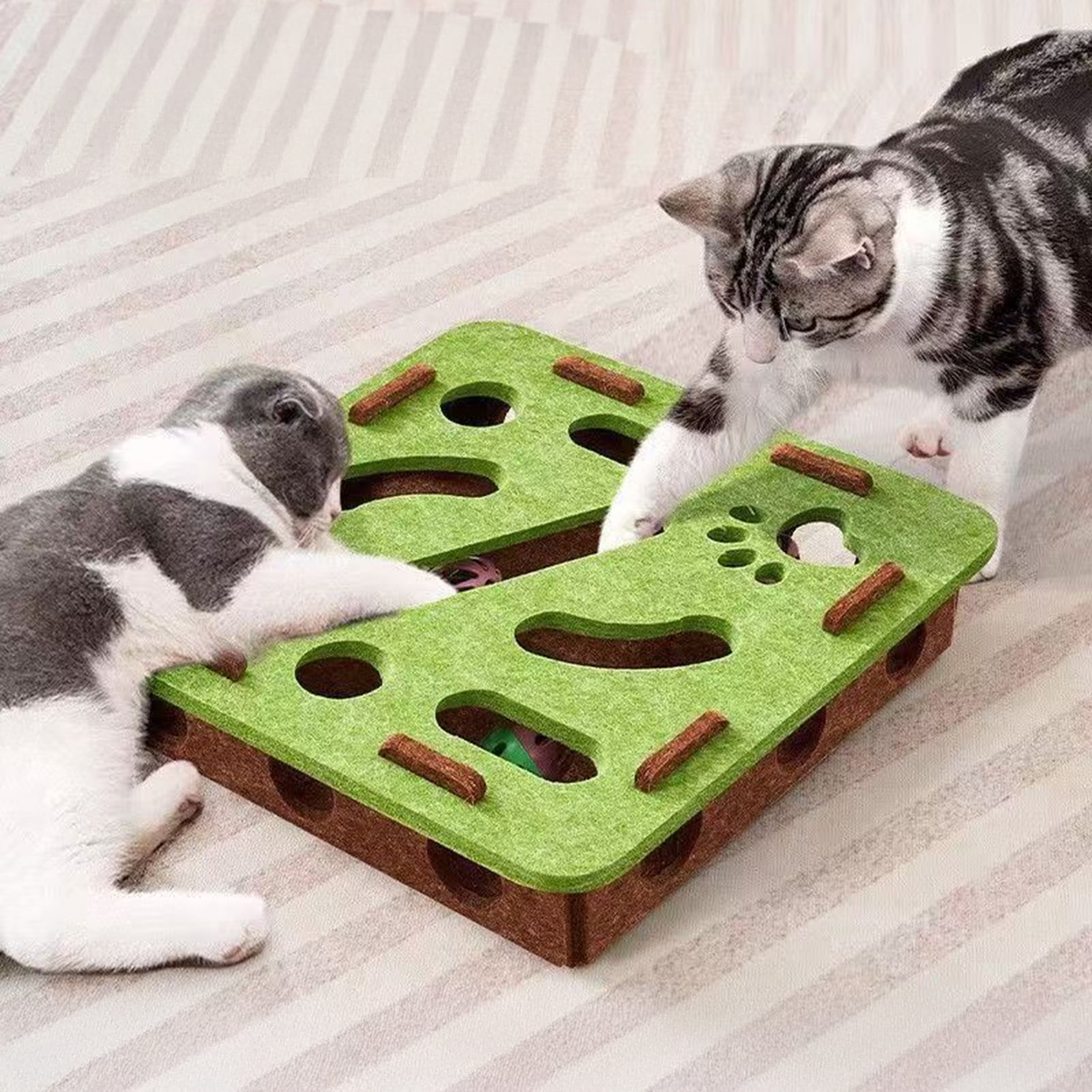 YIFAEUX Cat Scratch Enrichment Box Interactive Felt Scratch Toy Fun Maze Box Cat Puzzle Toy with Bell Balls for Indoor Cats Scratching Mental Stimulation