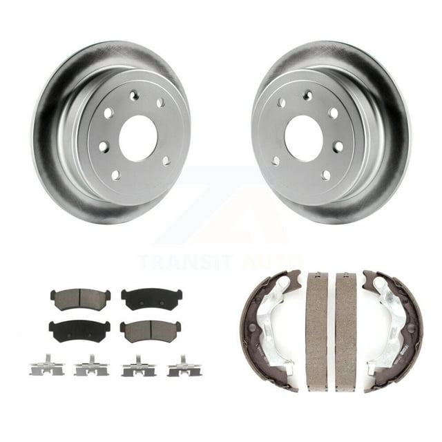 Transit Auto Rear Disc Coated Rotors Ceramic Pads and Parking Brake Shoes Kit for Car Suzuki Forenza Reno KGC-103142