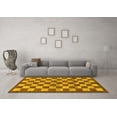 thumbnail image 3 of Ahgly Company Machine Washable Indoor Square Checkered Yellow Modern Area Rugs, 5' Square, 3 of 4