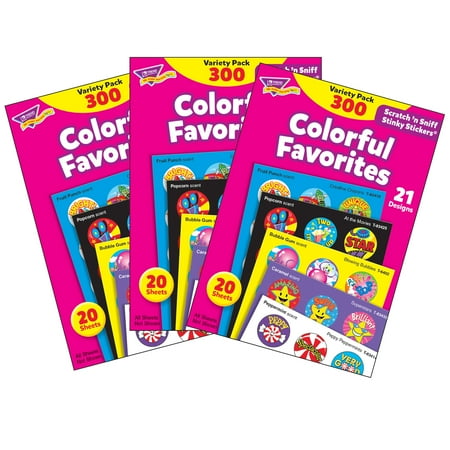 UPC: 0194629031610 | TREND Colorful Favorites Stinky Stickers Variety Pack 300 Per Pack 3 Packs