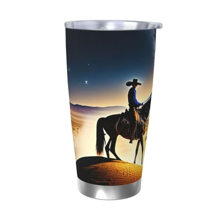 

Ocsxa Azure Sky Western Desert Cowboy Pattern 20oz Travel Coffee Mug with Flip Lid Stainless Steel Insulated Insulated Coffee Mug Thermal Cup with Splash Proof Sliding Lid-Without Straw