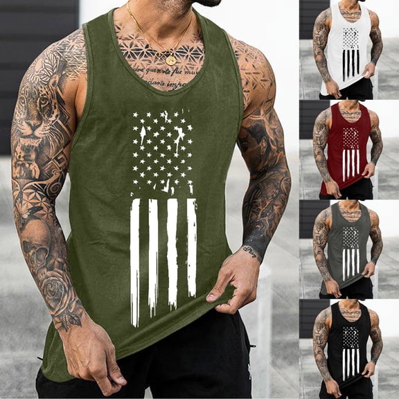 Workout Tank Tops for Men Cotton Breathable Quick Dry Moisture-Wicking Workout & Training Activewear Sleeveless Big and Tall Fashion Summer Vacation Tops