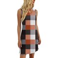 thumbnail image 5 of CIENVNSTG Womens Summer Plaid Printed Sleeveless V-Neck Beach Cover up Dresses Casual Loose Resort Wear Sundresses Tank Dress Swimsuit Coverup Orange XL, 5 of 5