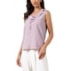thumbnail image 4 of INSPIRAR CHIC Blusa sin mangas con volantes y escote en V para mujeres, blusa de verano, camisa de trabajo, camiseta casual de chiffon, XS Rosa, 4 of 6