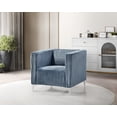 thumbnail image 4 of Home Design Gavin Velvet Square Arm Chair with Plush Cushions and Modern Upholstery, Durable Frame for Living Room, Contemporary Blue Design, 4 of 6