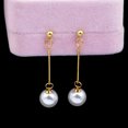 thumbnail image 3 of Pendientes largos con perlas doradas para mujer, aretes con forma de gota, regalo de joyería, 2022, 3 of 5