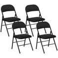 thumbnail image 1 of HOMCOM Metal Folding Chairs with Linen Fabric Cushion Foldable Chairs Black, 1 of 10