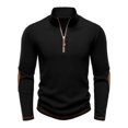 thumbnail image 5 of yillto Men Quarter Zip Sweater Tops Mock Neck Pullover Ribbed Knit Long Sleeve Fall Winter Clothes, 5 of 7