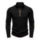 thumbnail image 5 of Ceisia Men's Slim Fit Half-Zip Stand-Up Collar Rib Knit Sweater with Elbow Patches Black M Gifts, 5 of 9