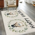 thumbnail image 2 of Area Rugs for Living Room Bedroom, Happy Easter 4'x6' Rug Washable Carpet Runner Indoor Outdoor, Beige Rustic Spring Bunny Eucalyptus Leaves Non Slip Accent Floor Mats Rug for Kitchen, Office, 2 of 8