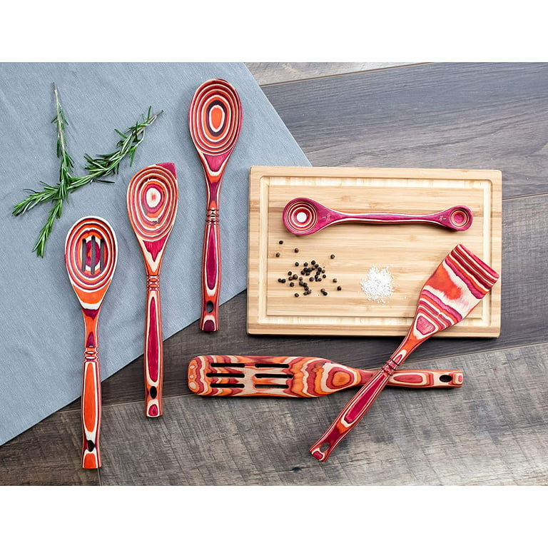 Silicone Measuring Spoons, Spatula, Traditional Spoon & Whisk Set