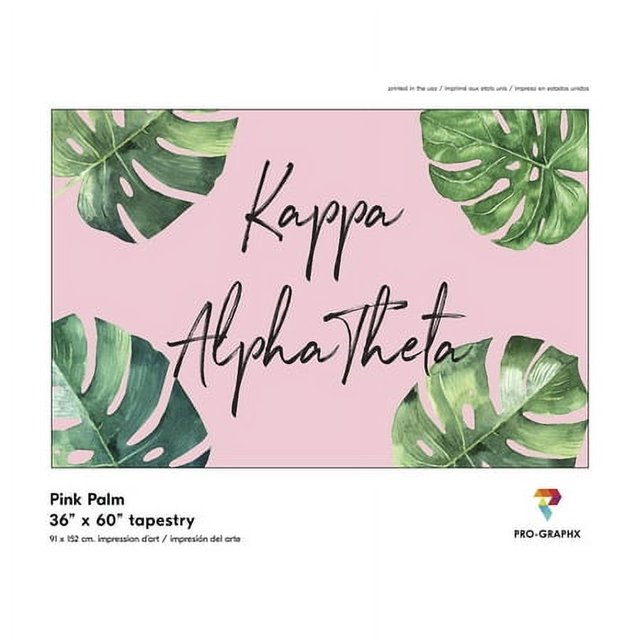Pro-Graphx Kappa Alpha Theta Greek Sorority & Fraternity Flag Officially Licensed, Tapestry, Display Banner, Sign, Letter Pattern Large Decor - 3 feet x 5 feet - Pink Palm