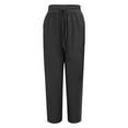 thumbnail image 4 of Womens Travel Pants Plus Size Cotton And Linen Pants Elastic High Waist Wide Leg Loose Trousers With Pockets Solid Color Casual Summer Pants 3Xl Pants For Women, 4 of 5
