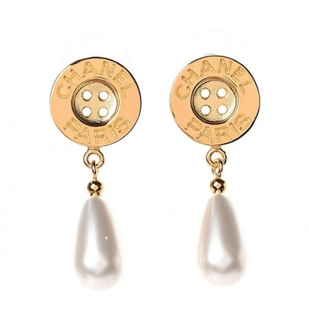 Chanel Chanel Ba Metal Pearl Paris Button Drop Earrings Gold Walmart Com Walmart Com Chanel Chanel Ba Metal Pearl Paris Button Drop Earrings Gold Walmart Com Walmart Com