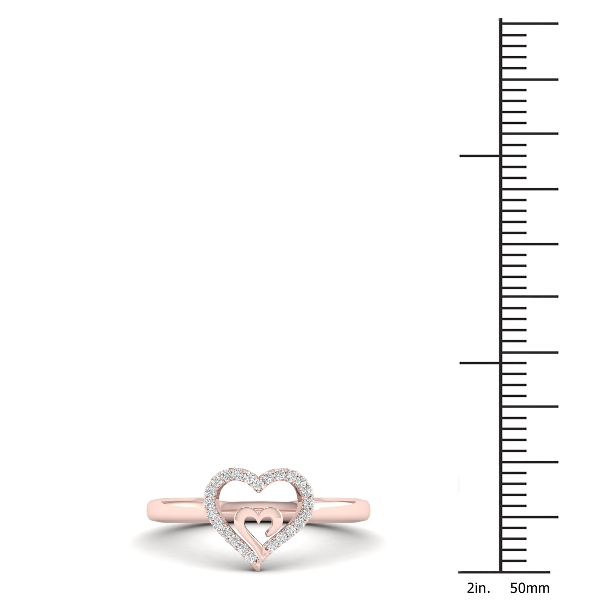 1/10Cttw Diamond 10k Rose Gold Heart in Heart Fashion Ring