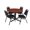 Cherry, variant on Romig Pillar 42 in. Round X-Base Breakroom Table- Maple & 4 Restaurant Stack Chairs- Black