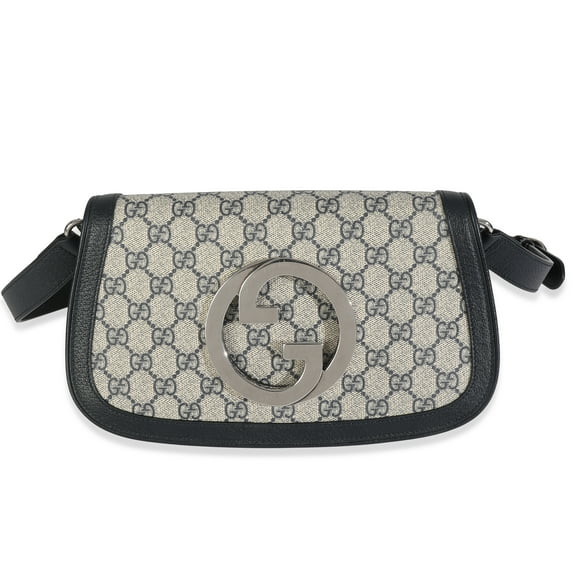Pre-Owned Gucci Beige Blue GG Supreme Canvas Blondie Shoulder Bag