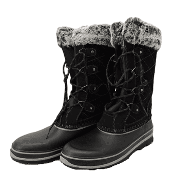 Khombu Women's Winter Boots K-Guard Waterproof Quilted Suede Mid Calf, Black, 7