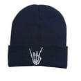 thumbnail image 3 of Quivnbaro Halloween Knit Hat with Skull and Finger Embroidery Warm Winter Beanie for Men and Women, 3 of 13