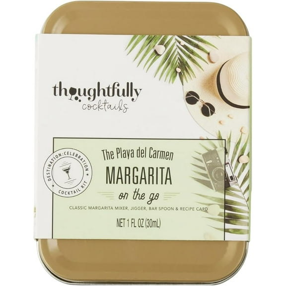 Thoughtfully Margarita Mix Non Alcoholic Cocktail Kit, Travel Tin Gift Set, Contains No Alcohol