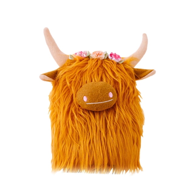 Vaca de las Tierras Altas de Peluche, Juguete de Vaca Peluda, Exhibición de Arte Moderno Creativo, Ganado de las Tierras Altas Amarillo