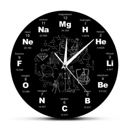 AFQH Modern Wall Clock with Periodic Table Design for Classrooms and Offices