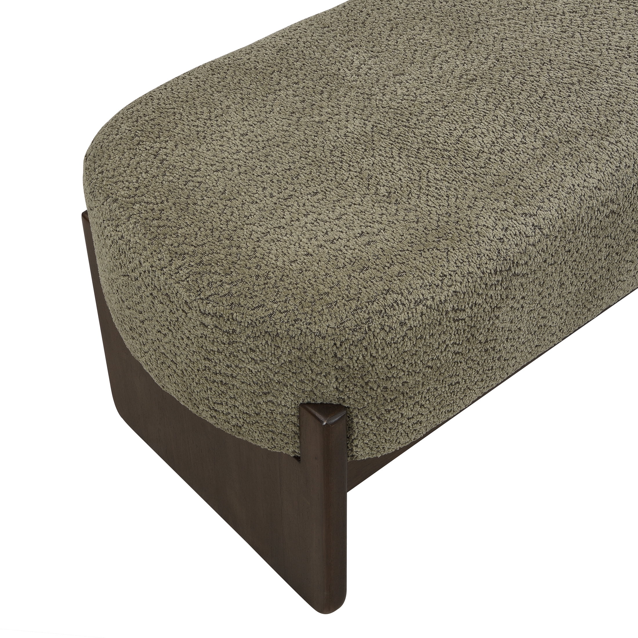 Christopher Knight Home Loop Yarn Rectangle Ottoman Bench with Brown Wooden Legs and Dark Green Upholstered