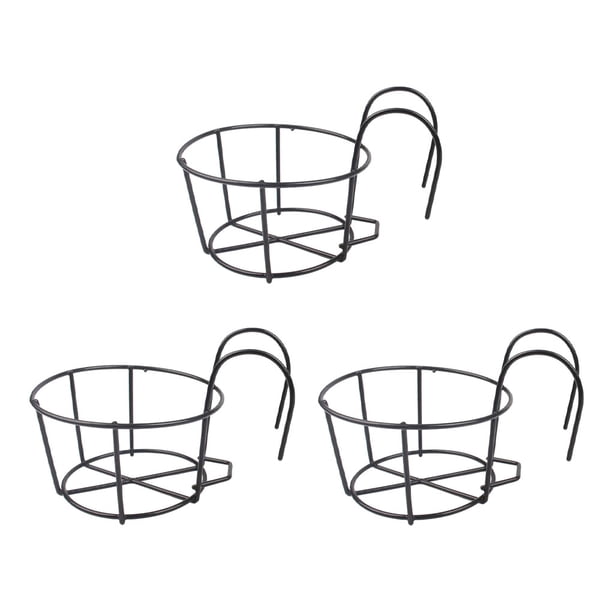 Billuyoard Estante de hierro para plantas colgante, resistente a la intemperie, de Metal, espacios pequeños, resistente y duradero, 3 uds. Decoración del hogar marco negro