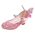 thumbnail image 2 of YMNXA Big Kids Children Girls Sandals With Adjustable Strap Soft Sole Non Closed Toe Sequins Fashion Formal Shoes For Dress Up Performances,Pink,9-9.5 Years, 2 of 8