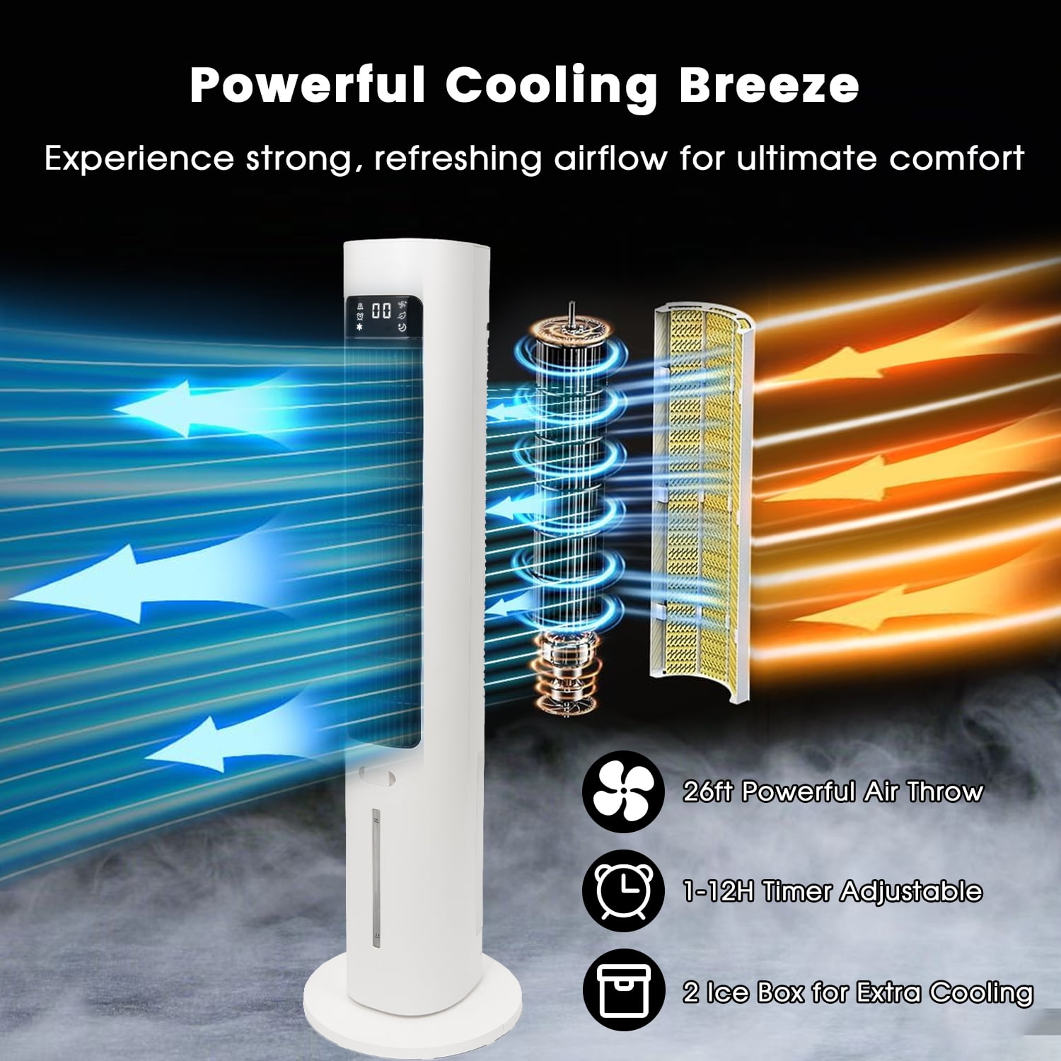 40" Evaporative Air Cooler with Remote, Portable Air Conditioner with 3 Modes, Quiet Swamp Coolers 70° Oscillation Equipped Aroma Box, White