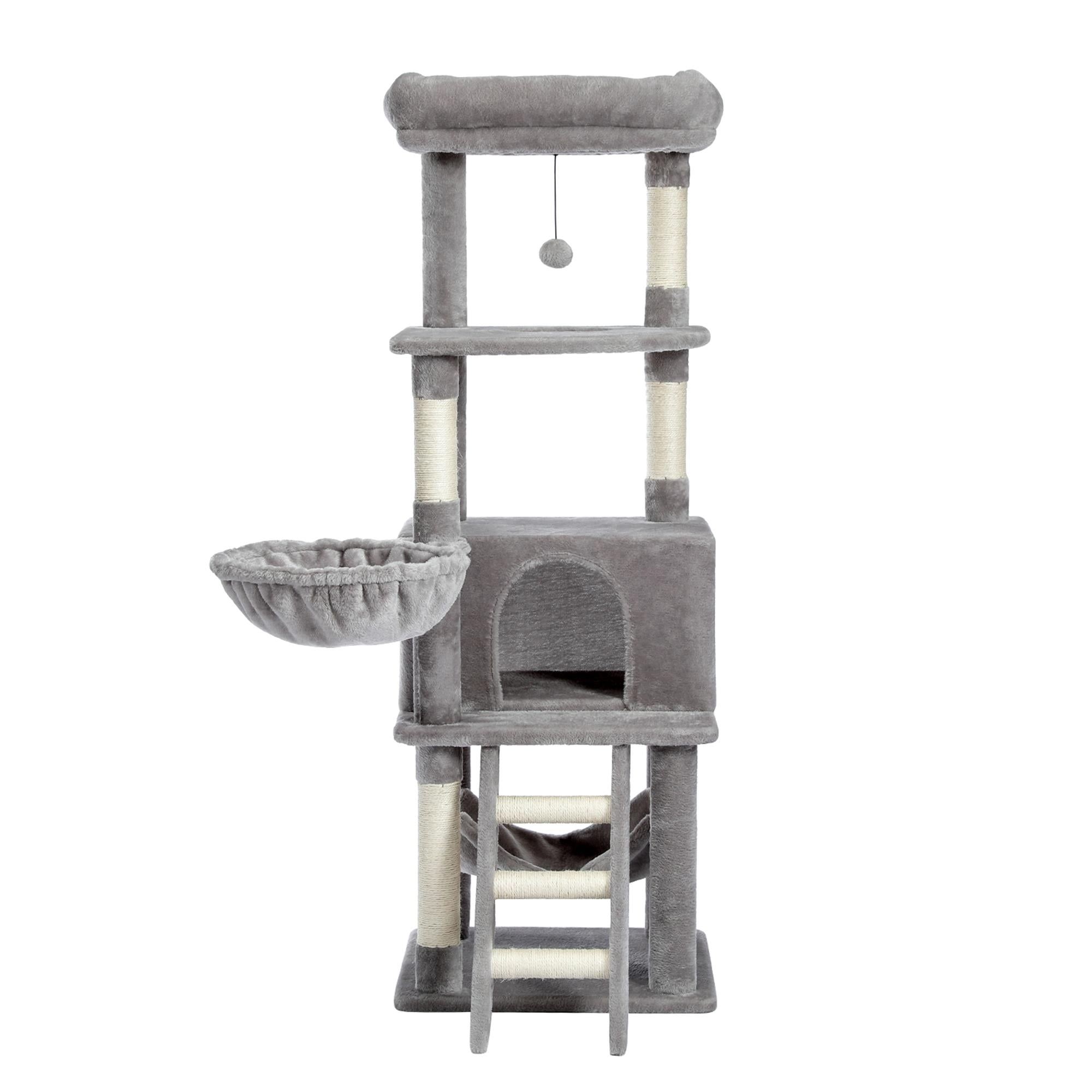 Pefilos 55.9" Cat Trees Towers for Large Cats with Sisal-Covered Scratching Posts, Cat Tree House for Indoor Cats, Cooling mat for Kitten Cat Condo for Adult Cats, Gray Pefilos 55.9" Cat Trees Towers for Large Cats with Sisal-Covered Scratching Posts, Cat Tree House for Indoor Cats, Cooling mat for Kitten Cat Condo for Adult Cats, Gray