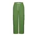 thumbnail image 5 of Resicozy Cargo Pants for Women Wide Leg Elastic High Waisted Lightweight Hiking Pants Casual Baggy Fashion Streetwear Y2k Pants Green S, 5 of 5