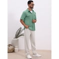 thumbnail image 2 of DARING DIVA Men's Linen Chest Pockets Short Sleeves Button Down  Shirt S Green, 2 of 7