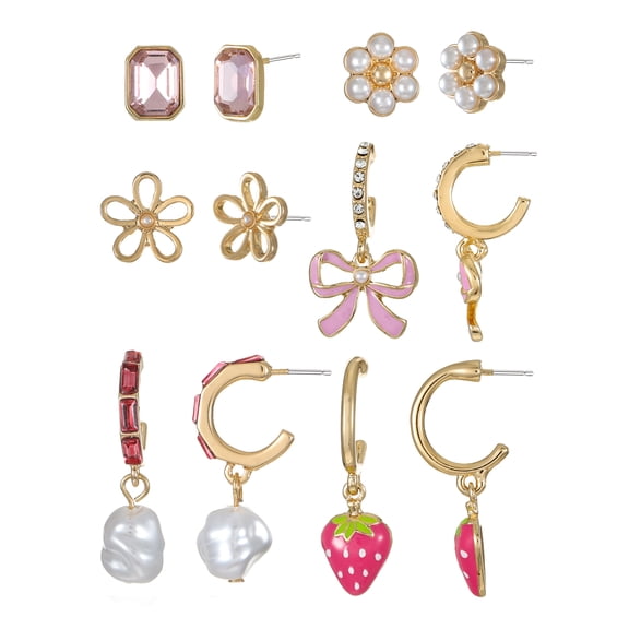 Packed Party Dainty Pink Earring Set, 6 Pairs