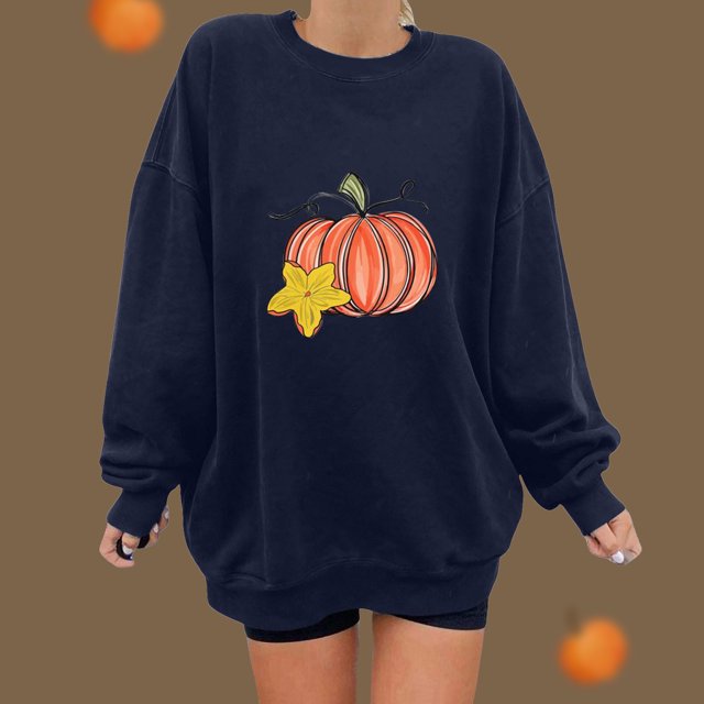 ICHUANYI Clearance Dama Clásico de Halloween impreso círculo con mangas largas camiseta deportiva suelta ICHUANYI WER202308170018