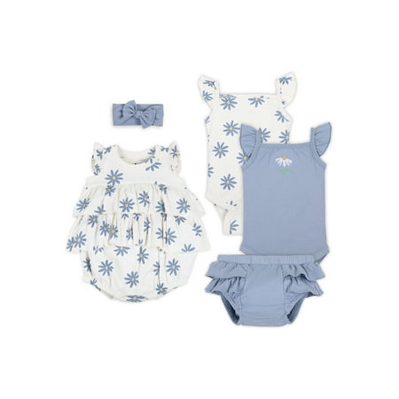 

Little Star Organic Baby Girls 5Pc Mix and Match Gift Set Size Newborn-12 Months