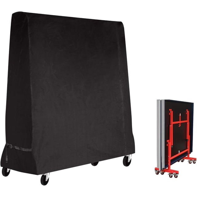 Ping Pong Table Protective Cover, All Weather Protection 210D Polyester, Black, Wind Resistant, UV Protected, Easy to Clean