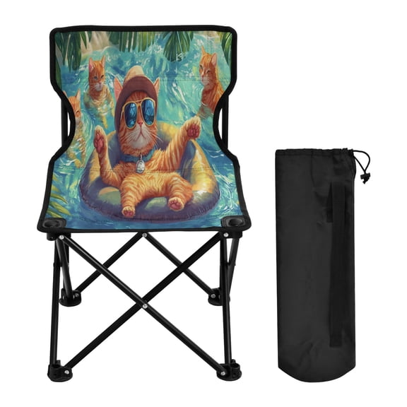 YAZAOO Camping Chairs Modern Cats Swimming Pattern Folding chair