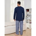 thumbnail image 4 of U2SKIIN Mens Pajama Set Long Sleeve, Pajamas Made from Bamboo Pulp Viscose and Cotton Lightweight PJS for Men（Navy+Navy Plaid，L）, 4 of 5