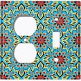 thumbnail image 4 of Metal Light Switch Plate Cover Mandala Blue Red Flower Tile Pattern MDL014, 4 of 14