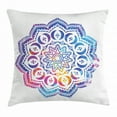 thumbnail image 1 of Chakra Throw Pillow Cushion Cover, Kaleidoscopic Oriental Mandala Design Double Exposure Effect of Soft Colors, Decorative Square Accent Pillow Case, 18 X 18 Inches, Azure Blue and Pink, by Ambesonne, 1 of 2
