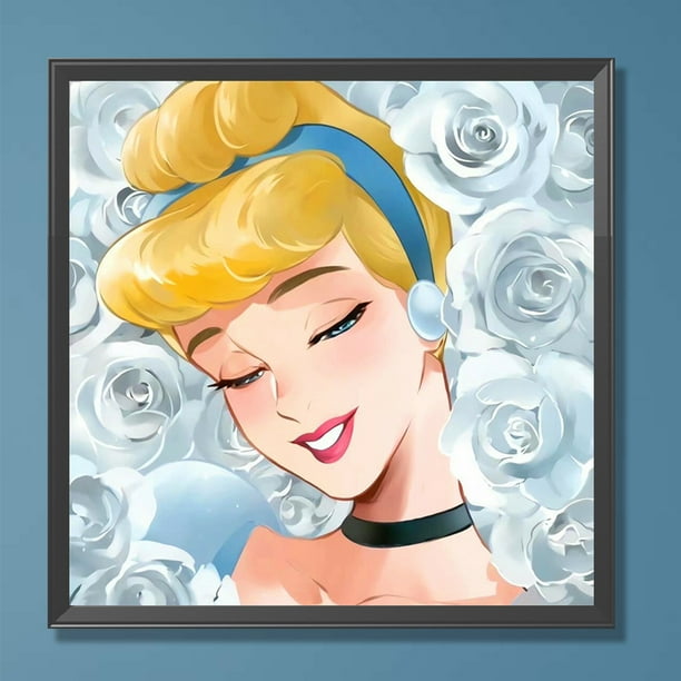 Cuadros Decorativos 5D bricolaje taladro redondo completo diamante pintura princesa Cenicienta arte artesanal (A7206) Wdftyju embutido en tela