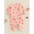 thumbnail image 3 of Musuos Toddler Girl Fall Outfit, 3 6 12 18 24M 3T Strawberry Print Long Sleeve Sweatshirt Elastic Waist Pants 2 Piece Casual Clothes Set, 3 of 9