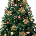 thumbnail image 3 of Ejiaya 12 Pieces 4" Glitter Christmas Flowers Gold Poinsettia Artificial Flower Christmas Tree Flowers Wreath Tree Ornaments, 3 of 7
