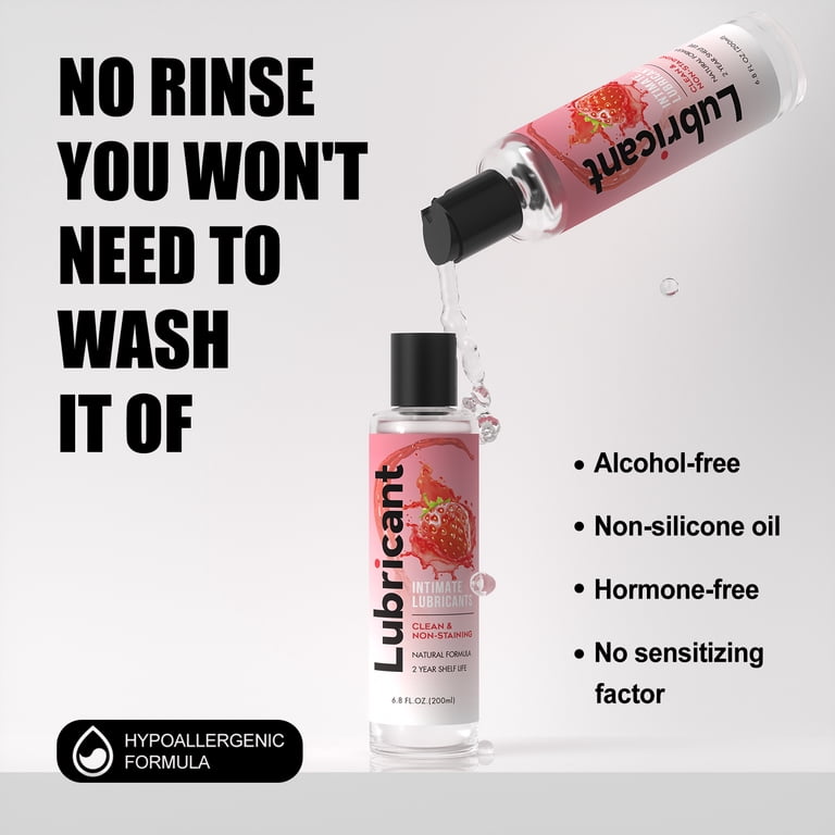 No Rinse Water-Based Personal Lubricant, Strawberry Flavored Lube, Intimate  Longlasting Non-Sticky Gel for Couples Massage (Strawberry) - Walmart.com