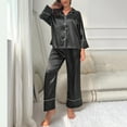 thumbnail image 2 of Hwmodou Womens Pajama Outfits Sets Women's Classic Button Down Long Satin Silk Pajamas Set Nightdress Home Spring And Summer Fall Winter Pj Outfit, 2 of 8