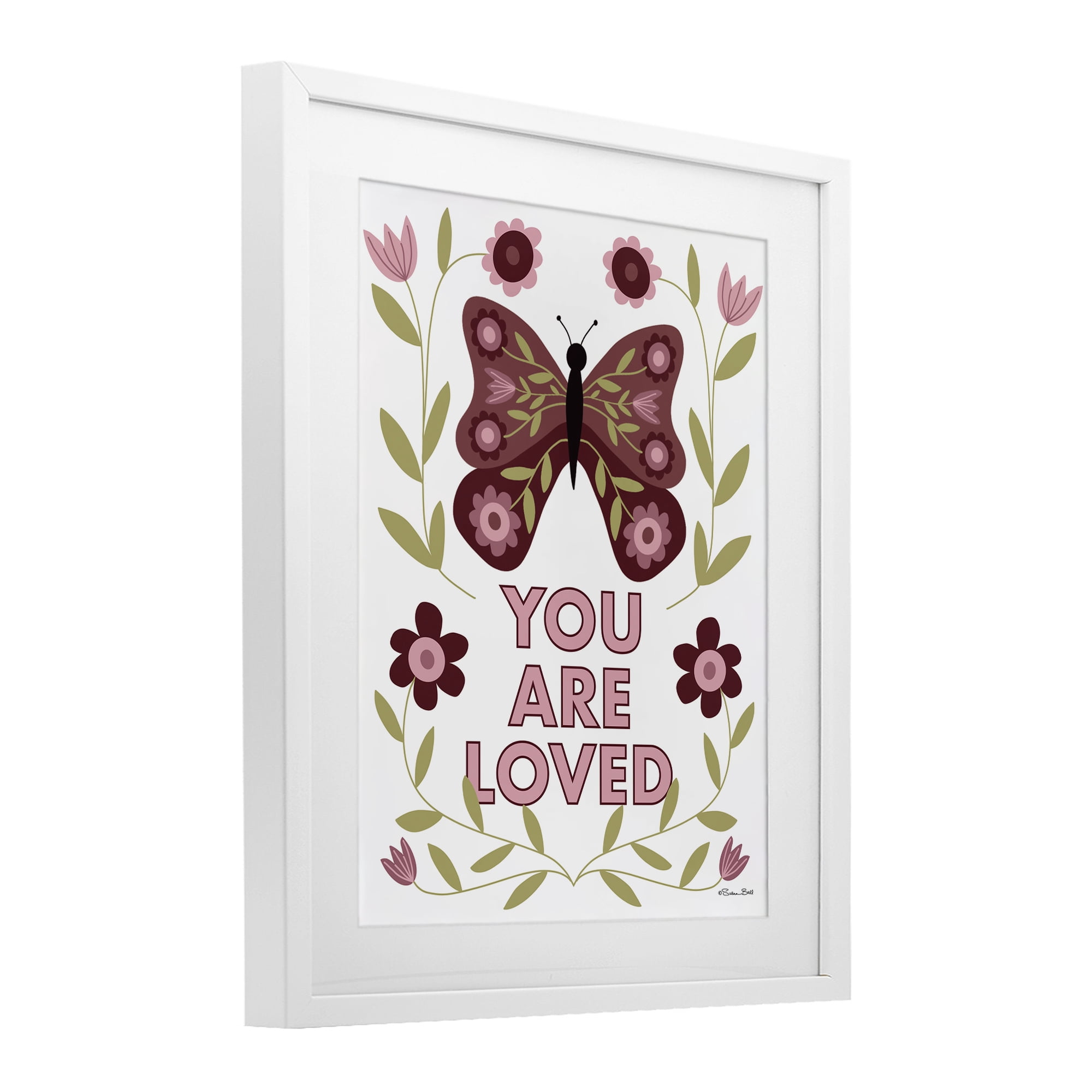 Stupell Industries You Are Loved Symmetrical White Framed Print Under Glass, design by Susan Ball
