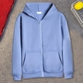 thumbnail image 5 of comerut Men Autumn Coat Solid Color Hooded Hat Long Sleeves Thick Warm Plush Loose Winter Hoodie for School, 5 of 8