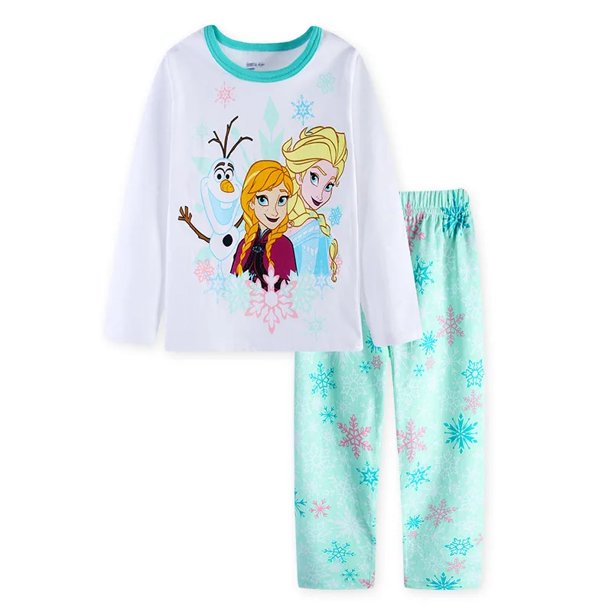 Conjunto de ropa de dormir para niña, pijamas de algodón con dibujos animados de Anna congelada, primavera y otoño, novedad xuanjing unisex
